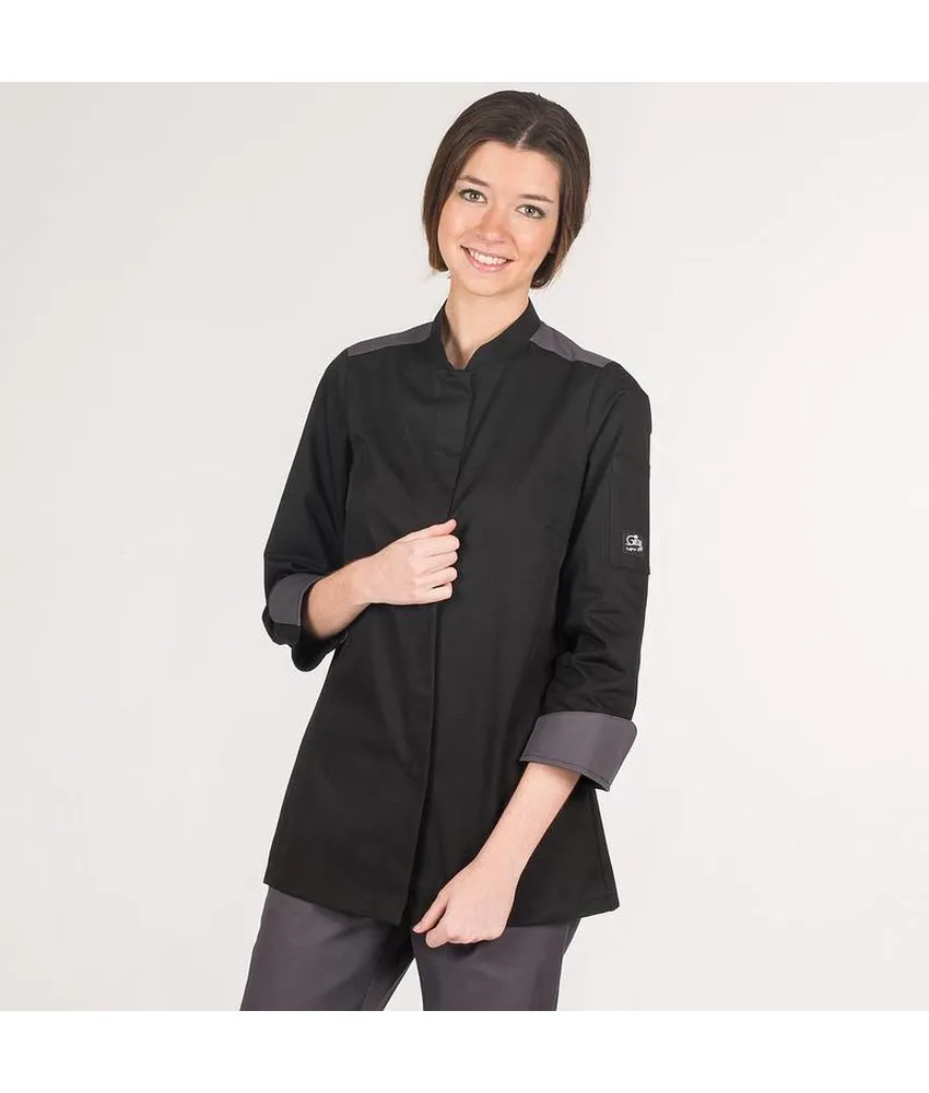 Giacca cucina da donna Garys Artemisa, taschino sulla manica sinistra - piqué sul fianco
