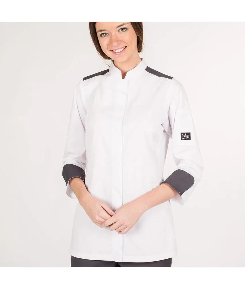 Giacca cucina da donna Garys Artemisa, taschino sulla manica sinistra - piqué sul fianco
