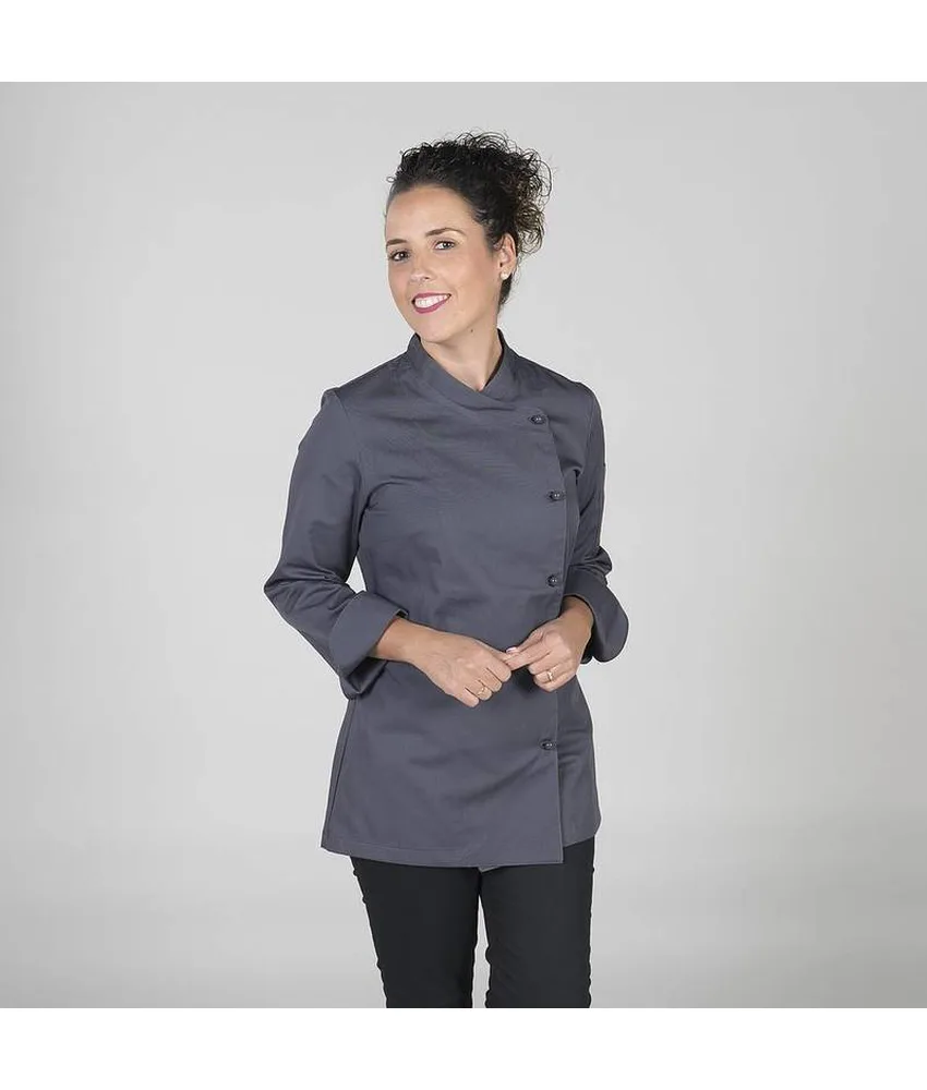 Giacca cucina donna Garys Catania, tasca sulla manica sinistra - freccette sul petto e sulla schiena