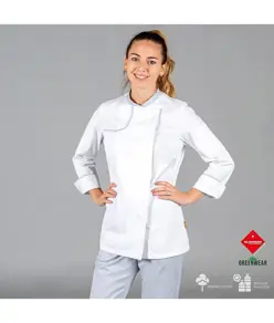 Giacca cucina donna tessuto riciclato e organico klopman Garys Anaya