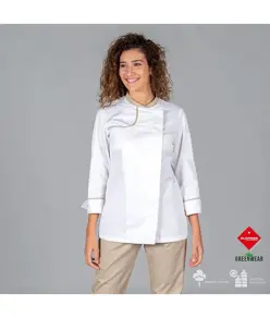 Giacca cucina donna tessuto riciclato e organico klopman Garys Anaya