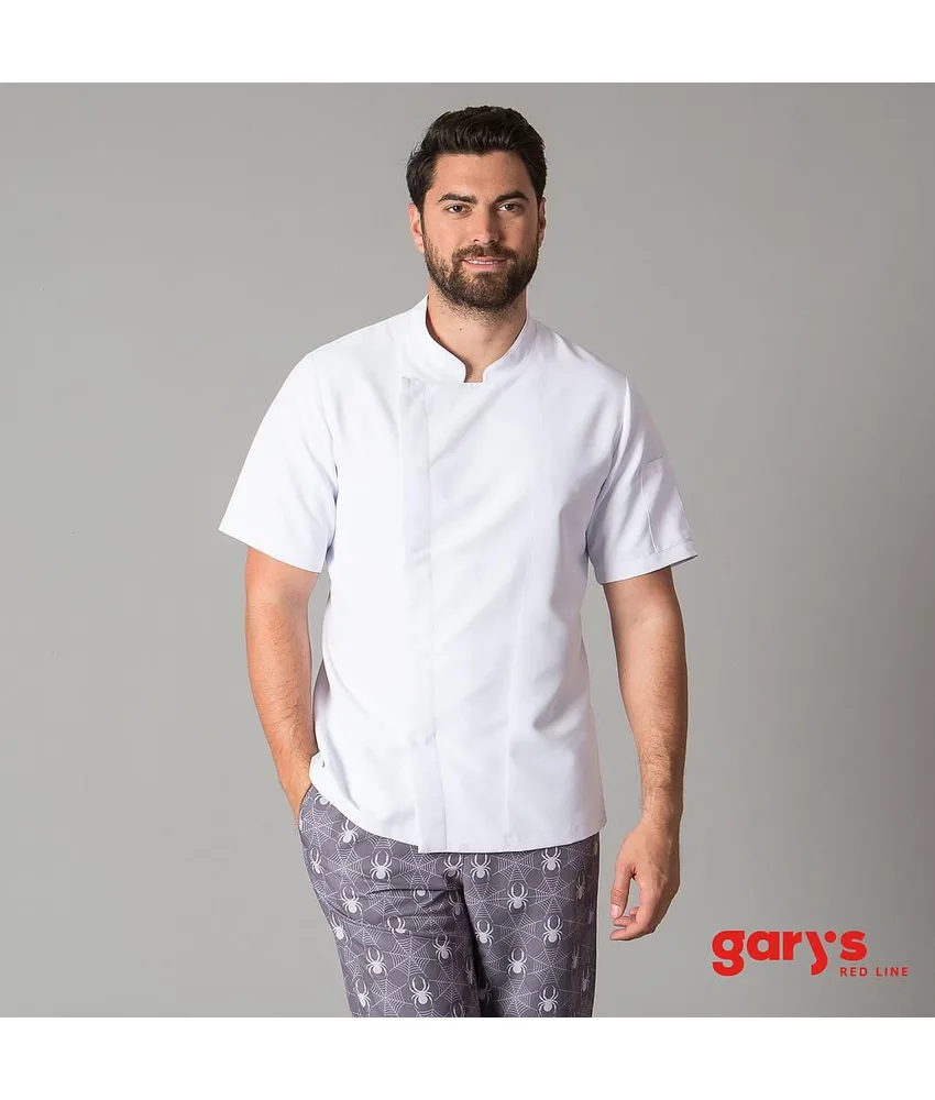 Giacca cucina unisex Garys Redline, cerniera anteriore sinistra-destra - tasca sulla manica sinistra