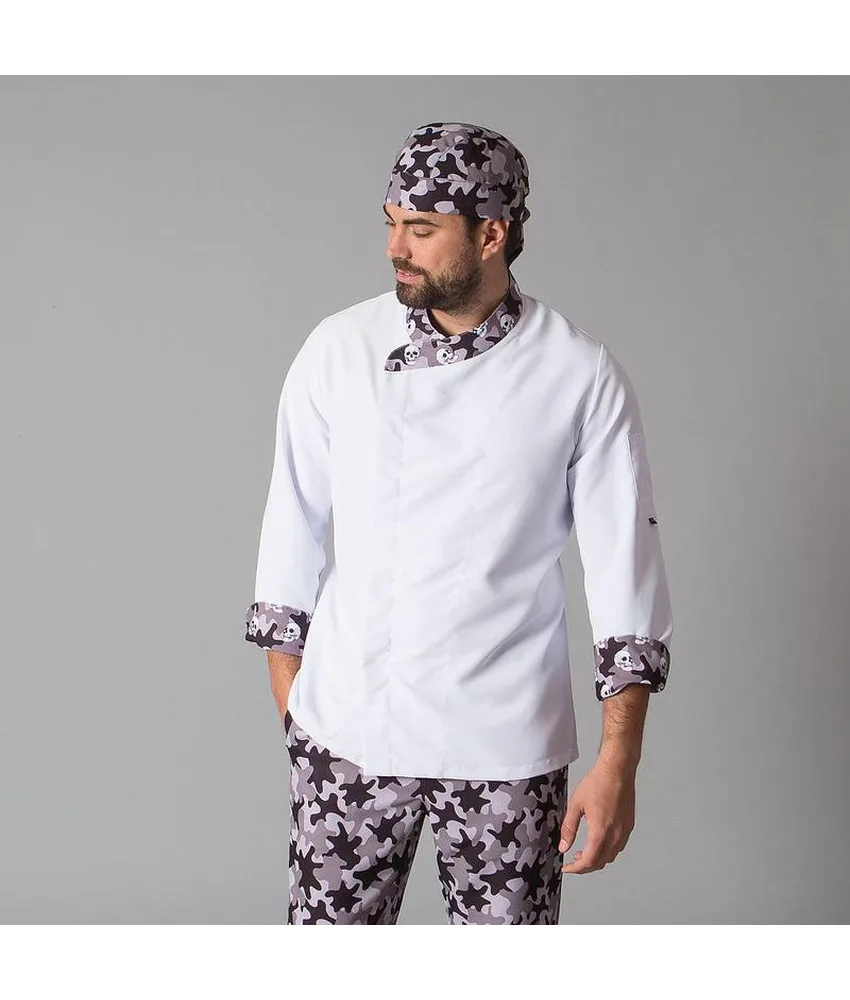 Giacca cucina unisex militare Garys, aerosilver sul retro - borchie a pressione nascoste