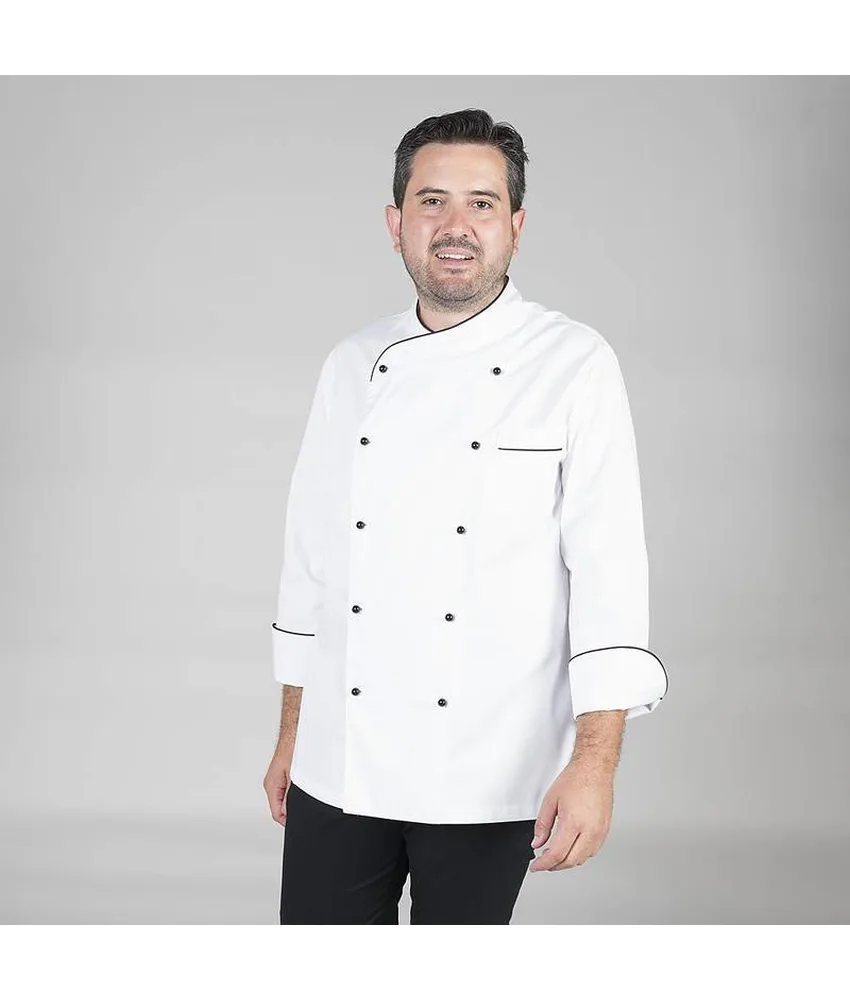Giacca cucina unisex nápoles bianca bordino colorato Garys