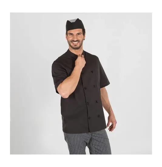 Giacca cucina unisex popeline fino nero m/c Garys