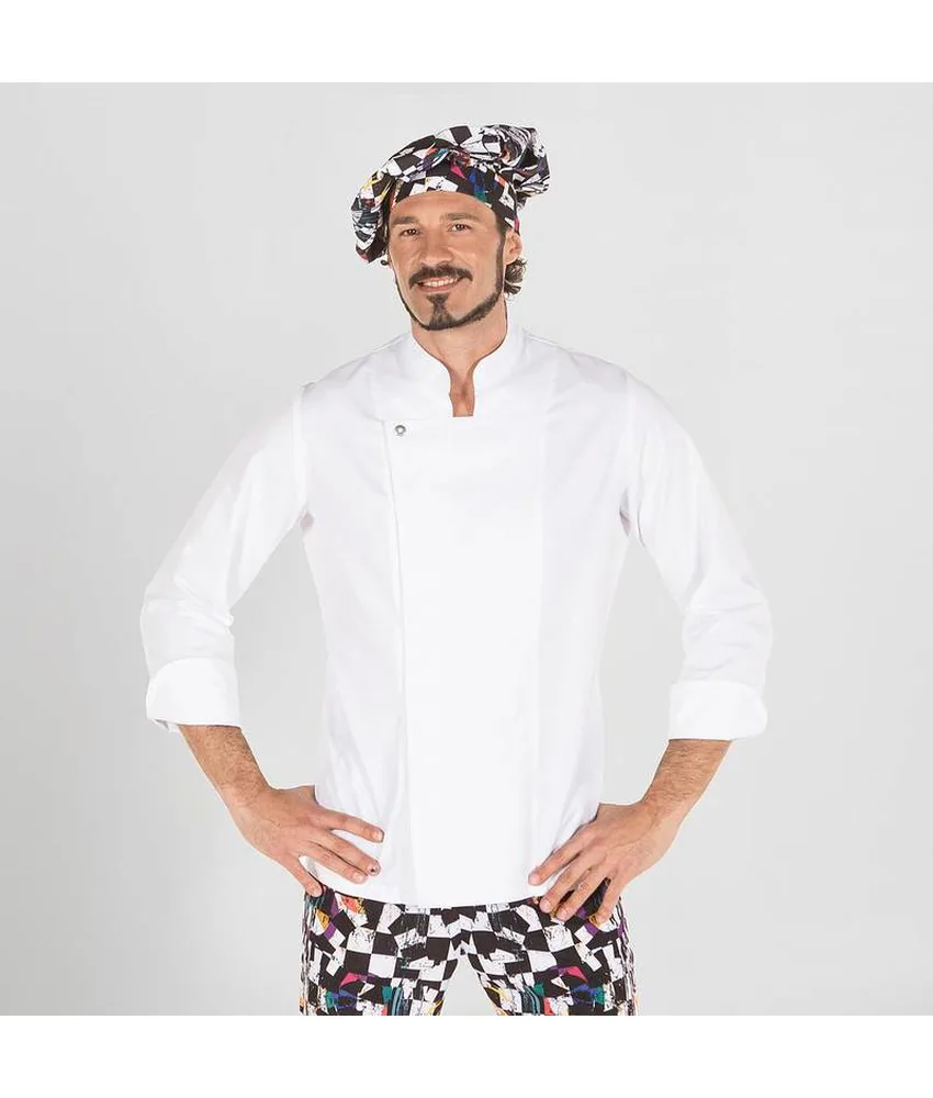 Giacca cucina uomo Garys Serna, borchie a pressione nascoste - argento sui lati