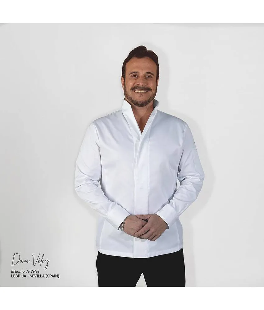 Giacca da cucina unisex Garys Momo, bottoni a pressione nascosti - polsino button down