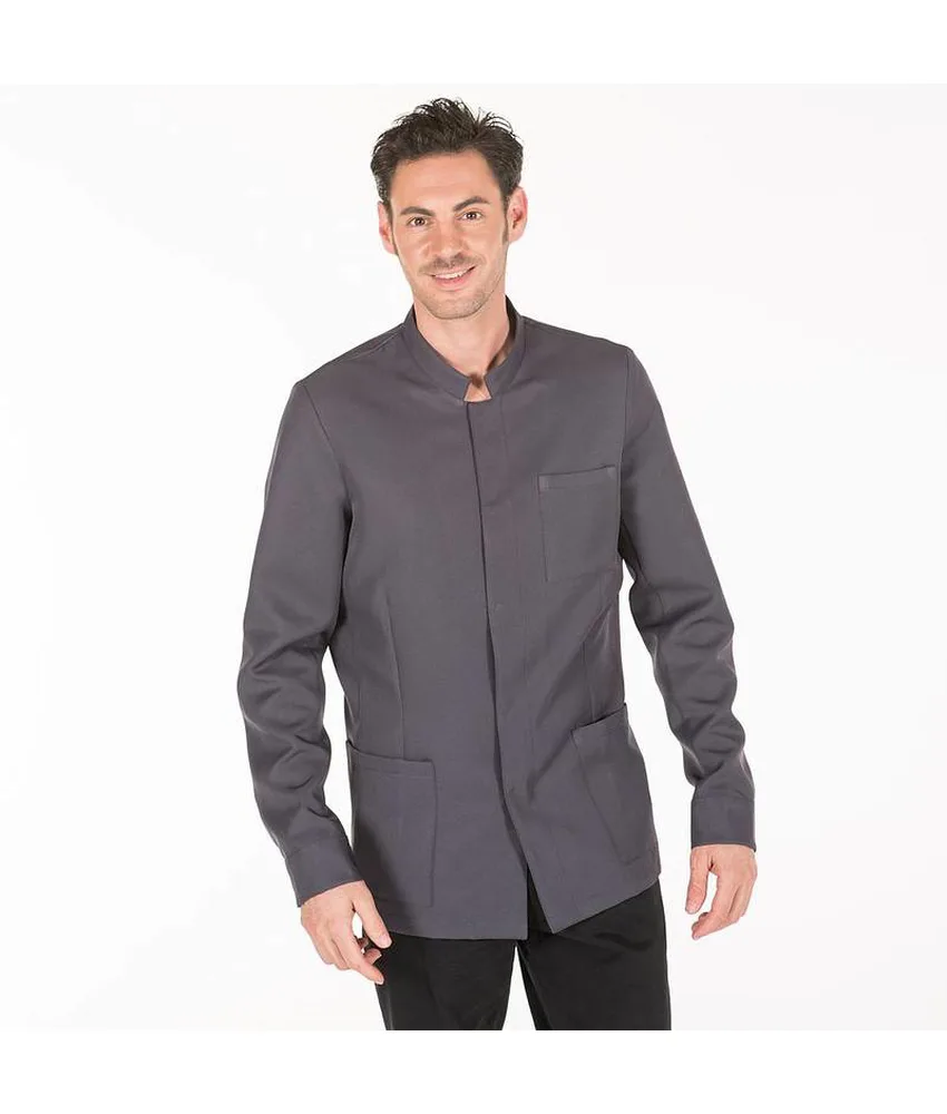 Giacca uomo in twill poliestere Garys Arcas, borchie a pressione nascoste - 3 tasche anteriori
