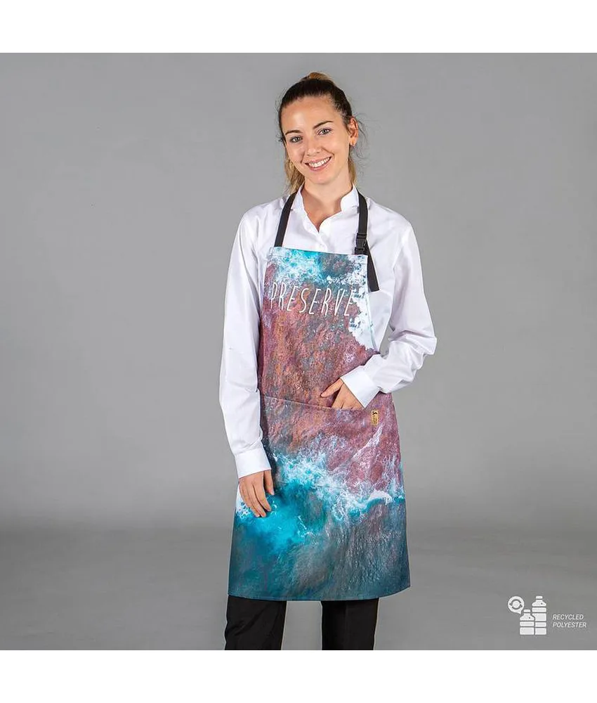 Grembiule con pettorina con stampa tessuto riciclato Garys, 80x68 cm
