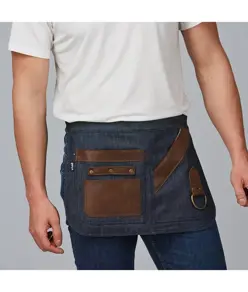 Grembiule corto denim e pelle Garys
