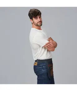 Grembiule corto denim e pelle Garys