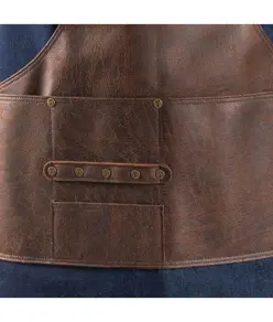 Grembiule pettorina denim e pelle Garys