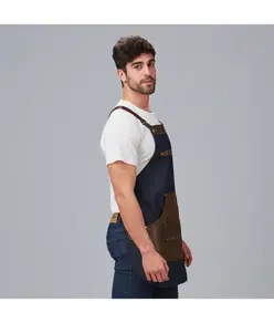 Grembiule pettorina denim e pelle Garys