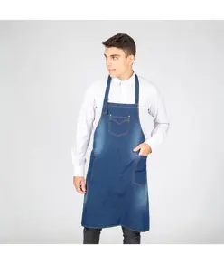 Grembiule pettorina, indossato lavaggio denim indaco con tasca Garys Redline