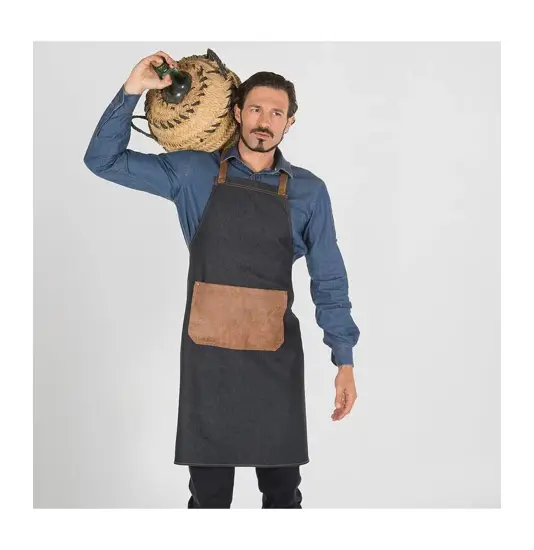 Grembiule pettorina tasche jeans combinato Garys