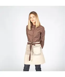 Grembiule senza pettorina beige combi a spina di pesce Garys