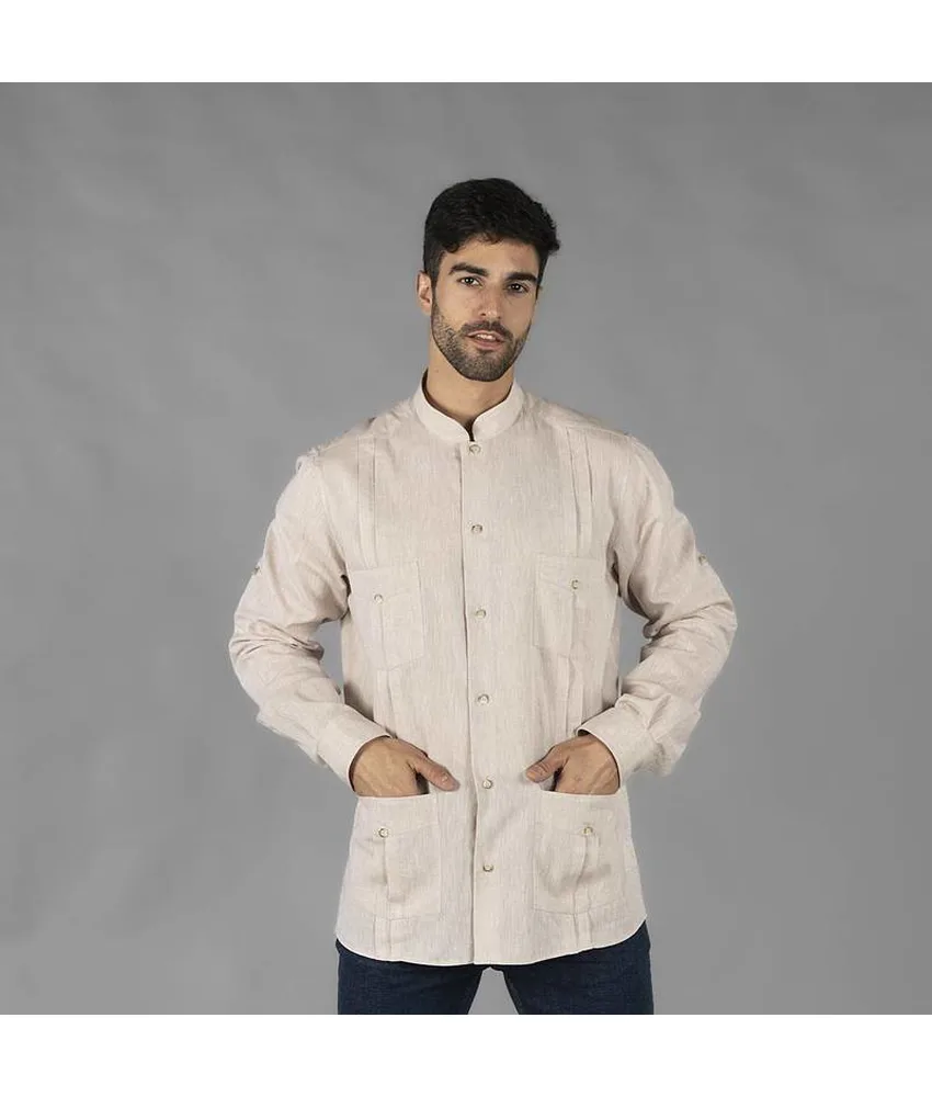 Guayabera uomo collo alla coreana borneo Garys