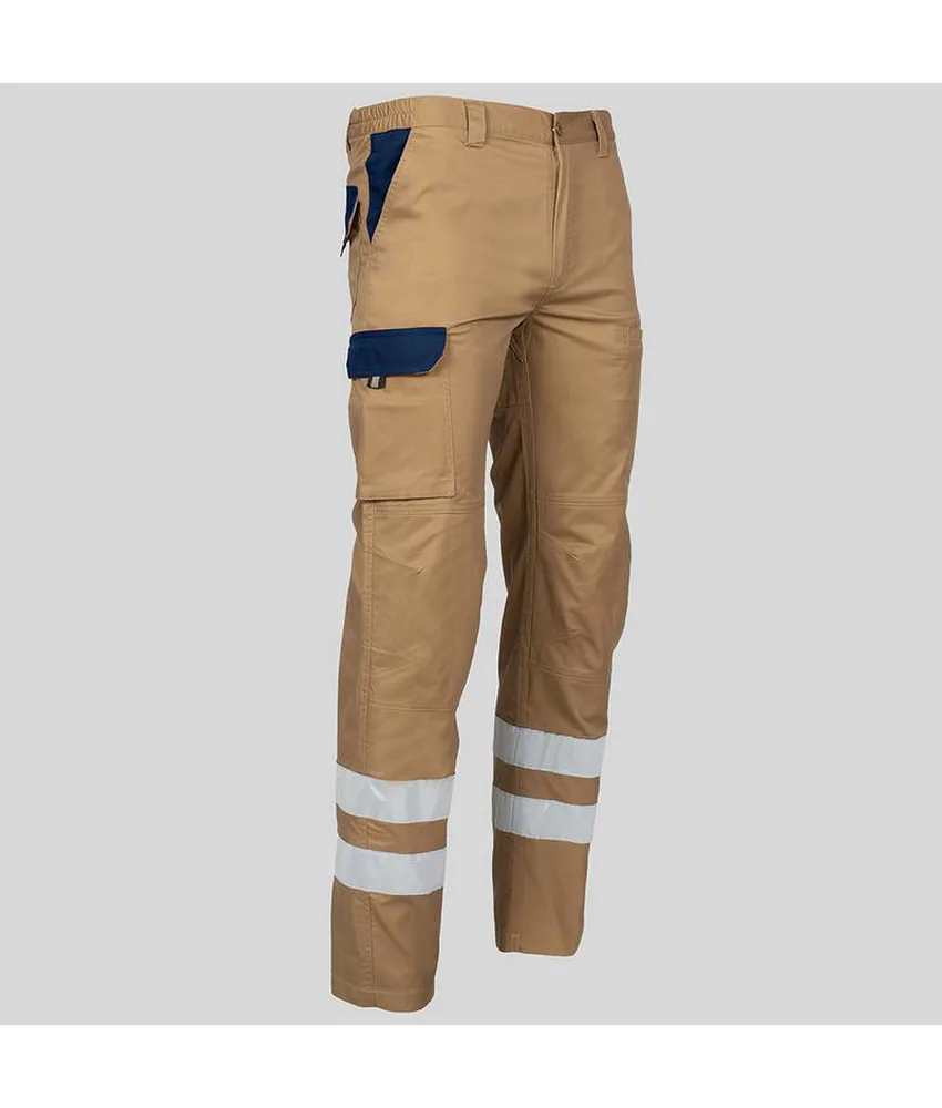 Pantalone multitasche con due bande catarifrangenti Garys Arce, tessuto elastico - unisex