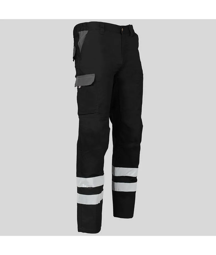Pantalone multitasche con due bande catarifrangenti Garys Arce, tessuto elastico - unisex