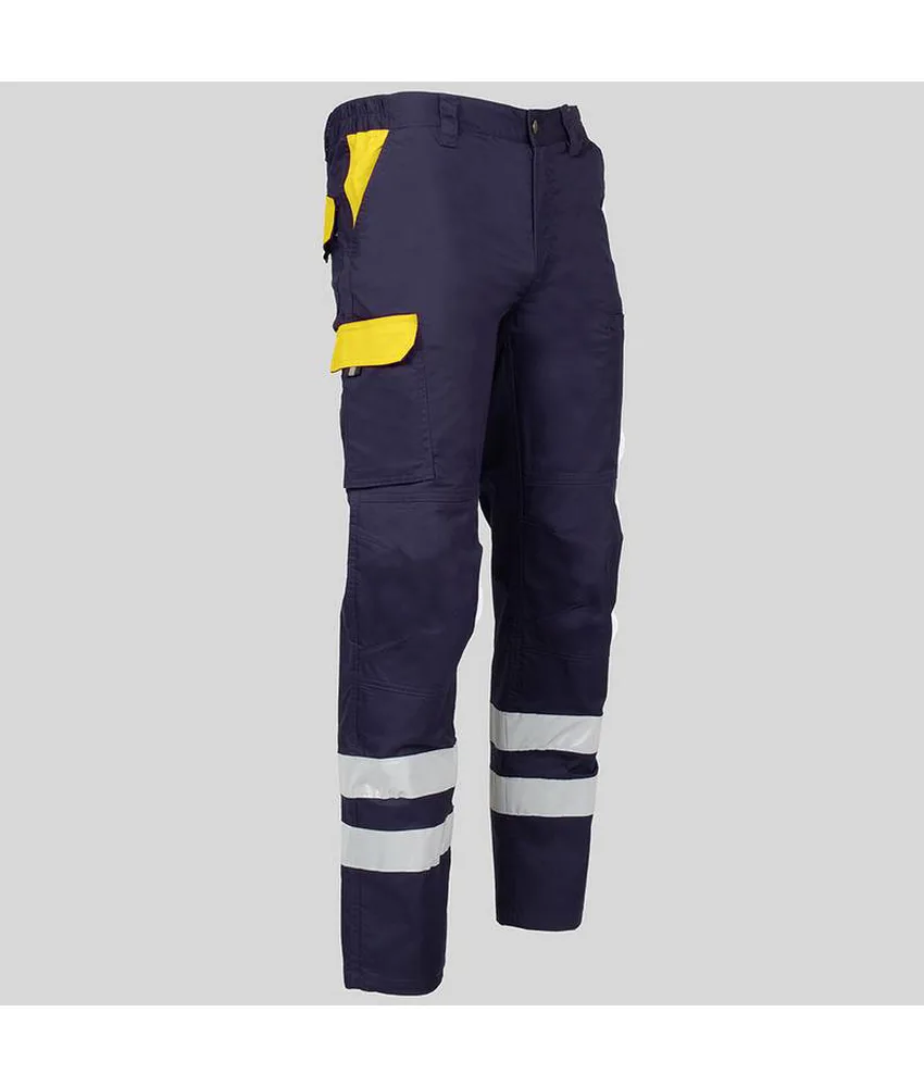 Pantalone multitasche con due bande catarifrangenti Garys Arce, tessuto elastico - unisex