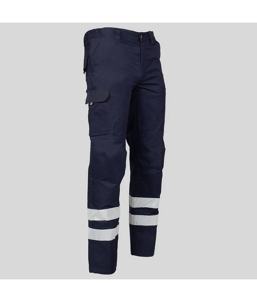 Pantalone unisex multitasche elastico con due bande riflettenti Garys Arce, tessuto elastico - unisex