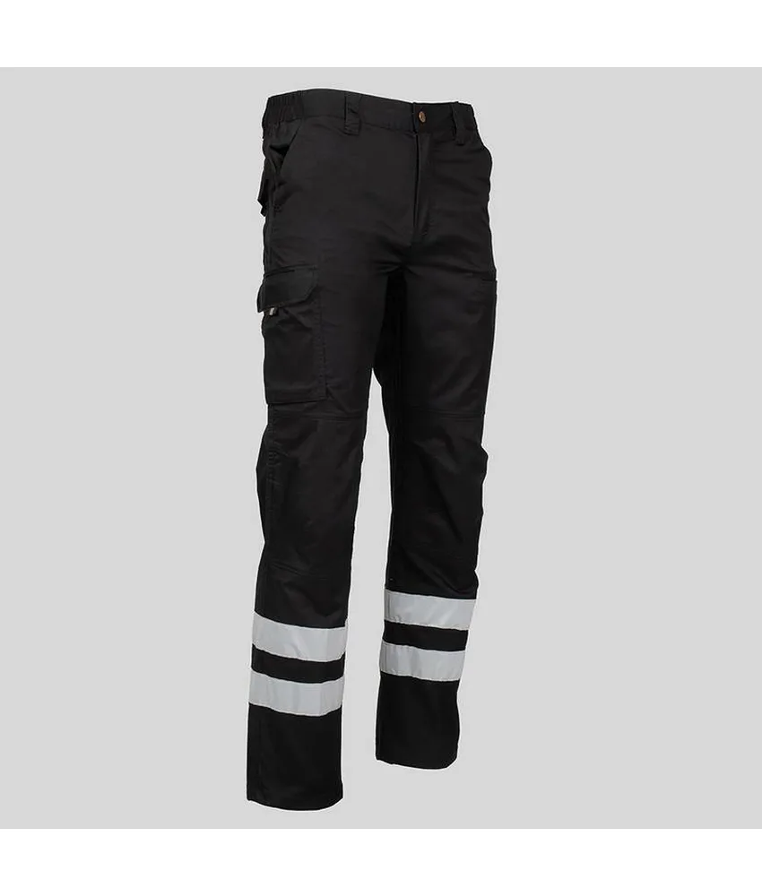 Pantalone unisex multitasche elastico con due bande riflettenti Garys Arce, tessuto elastico - unisex