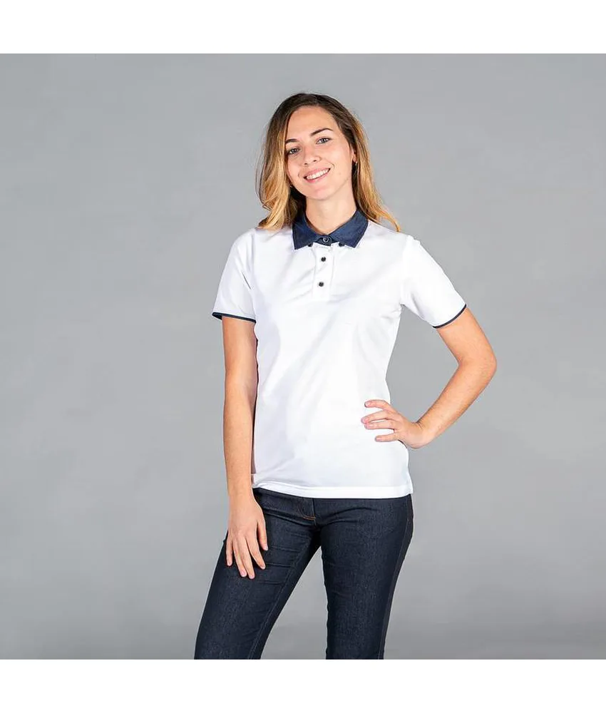 Polo uomo colletto chemisier jeans Garys redline, colletto mao con sbieco in denim