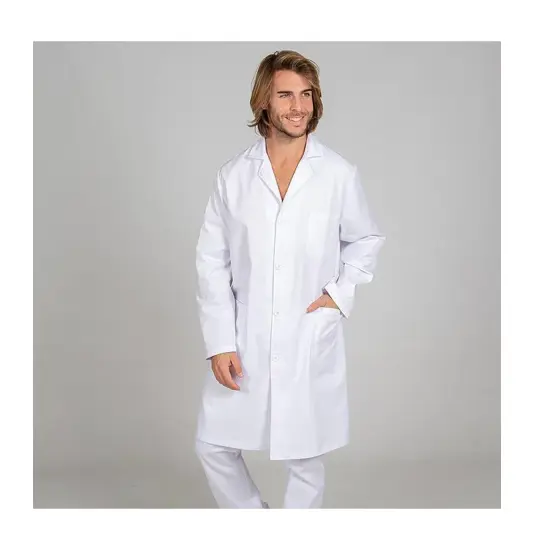 Vestaglia unisex a maniche lunghe in twill bianco Garys Redline