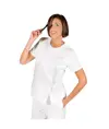 Women's white round neck tunic w/ side buttons Garys