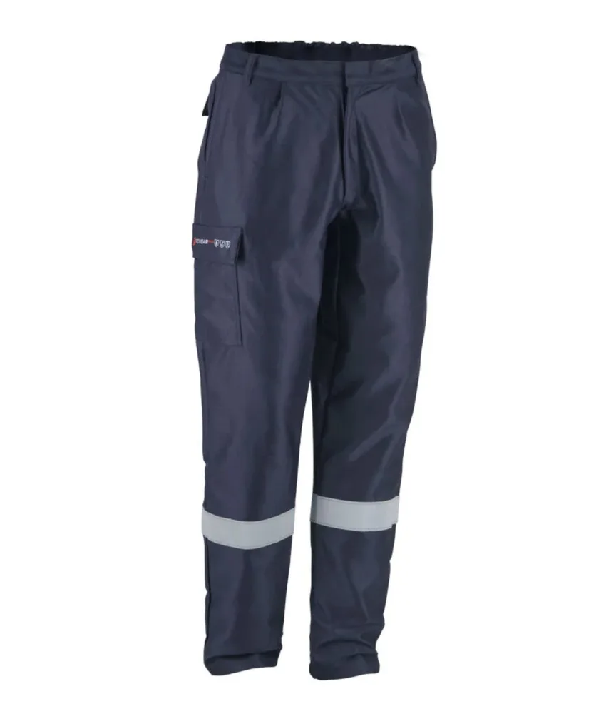 Pantaloni ignifughi con bande rinfrangenti PROWEAR, per fonderia e saldatura - tessuto senza trattamenti chimici aggiuntivi