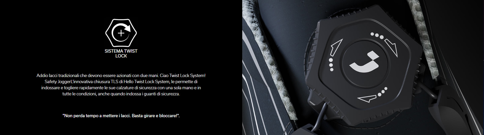 Tecnologia Twist Lock per scarpa Safety Jogger