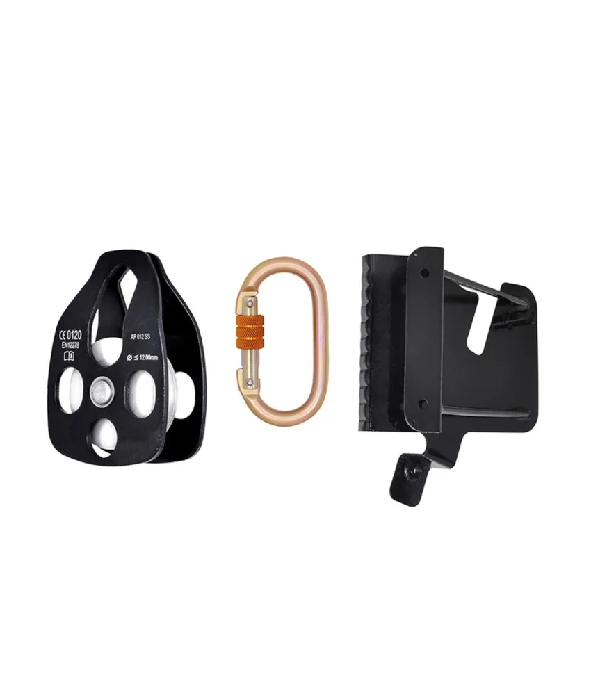 Kit di fissaggio per dispositivo retrattile AKB25R Akrobat, puleggia, piastra e moschettone