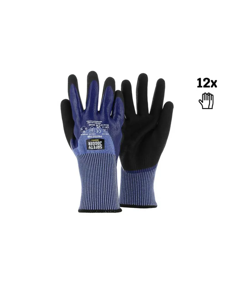 12 paia Guanti antitaglio HPPE rivestiti nitrile presa umida Safety Jogger Guanti PROTECTOR, Guanto antitaglio in HPPE (polietilene ad alte prestaz...
