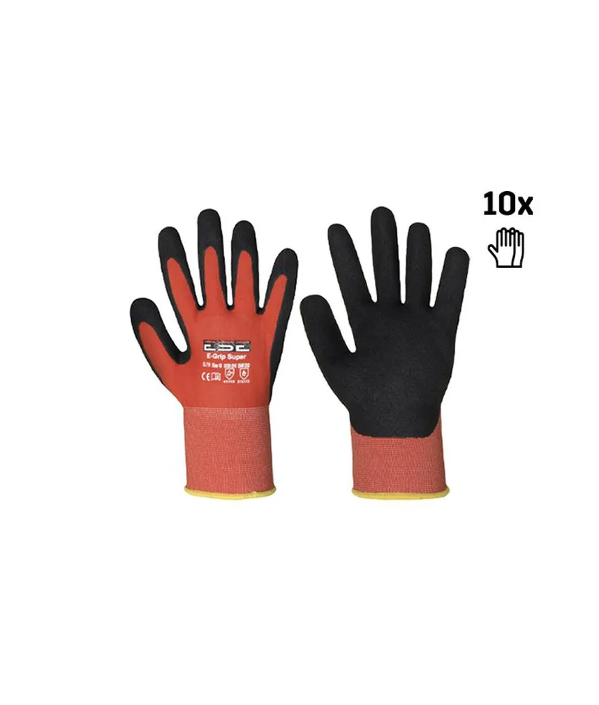 10 paia Guanti antitaglio in nitrile per oggetti caldi Safety Jogger Guanti E-GRIP SUPER, Guanti anticalore in nitrile con grip