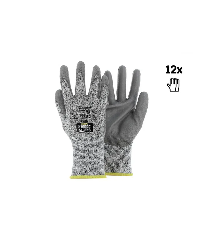 12 paia Guanti antitaglio senza cuciture per industria Safety Jogger Guanti SHIELD, Guanti di sicurezza antitaglio confezione da 12