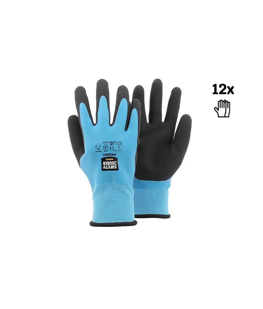 12 paia Guanti da lavoro impermeabili doppio lattice Safety Jogger Guanti PRODRY, I guanti di sicurezza tutto-in-uno con doppio rivestimento in lat...