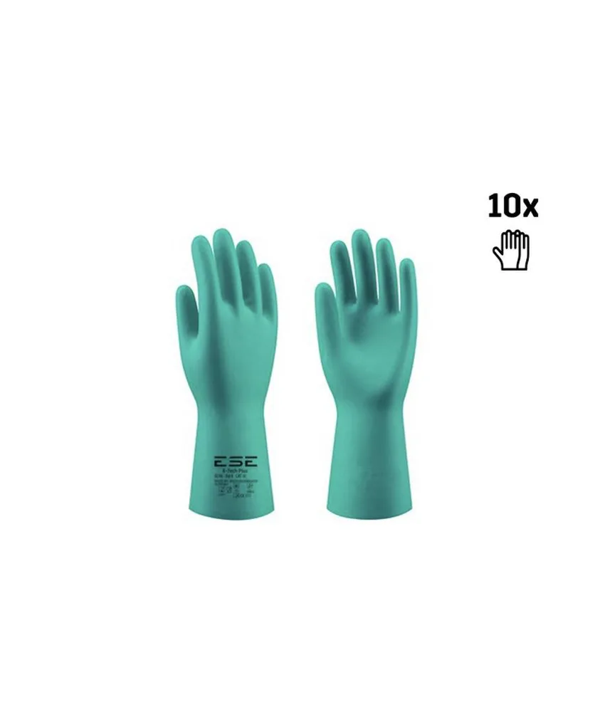 10 paia Guanti da lavoro in nitrile impermeabili Safety Jogger Guanti E-TECH PLUS, Guanti Resistenti ai Prodotti Chimici