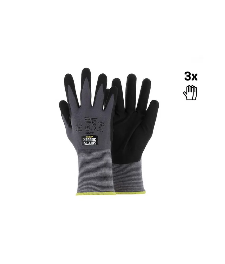 3 paia Guanti da lavoro in nitrile per assemblaggi Safety Jogger Guanti ALLFLEX, Guanti di Precisione 3 PEZZI