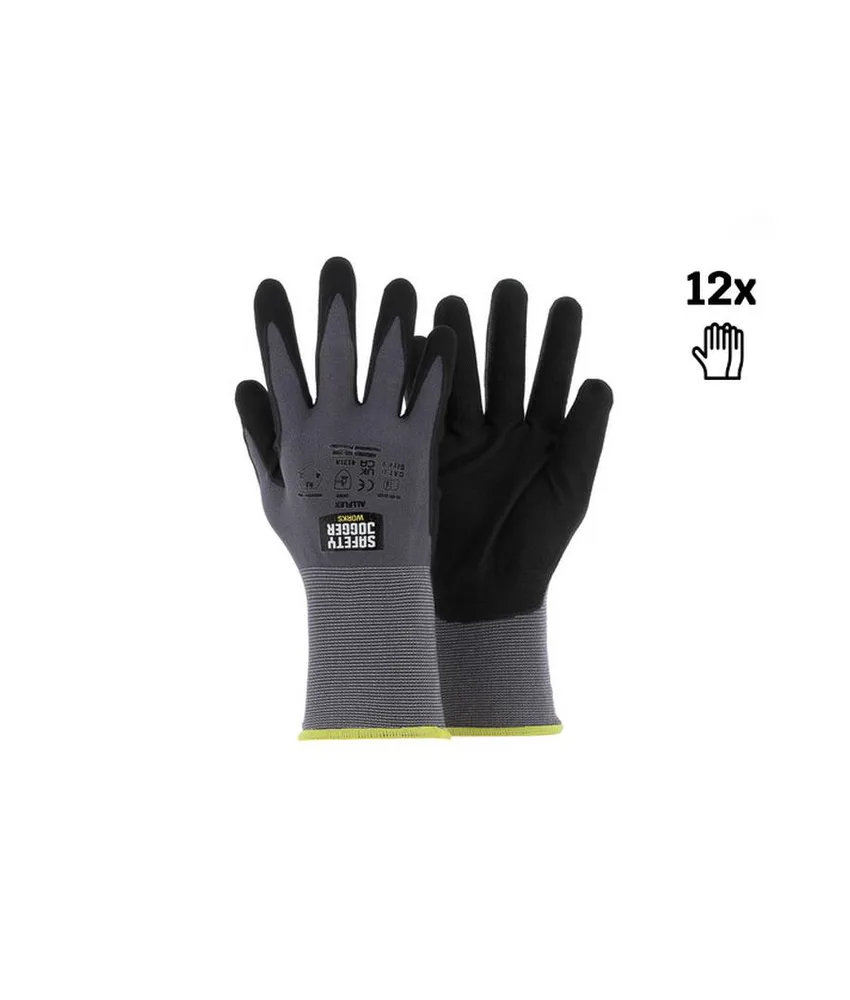 12 pezzi Guanti da lavoro precisione schiuma nitrile Safety Jogger ALLFLEX, Guanti di precisione per manipolazione delicata 12 PEZZI