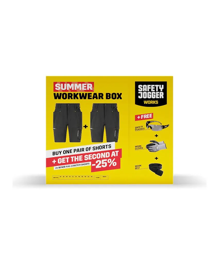 Kit abbigliamento da lavoro estivo con accessori Safety Jogger WORKWEAR BOX DENEB FS SHORTS, Box abbigliamento da lavoro DENEB FS SHORTS