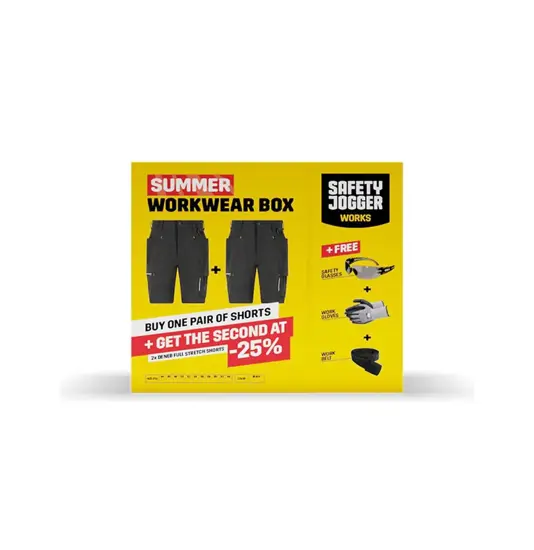 Kit abbigliamento da lavoro estivo con accessori Safety Jogger WORKWEAR BOX DENEB FS SHORTS