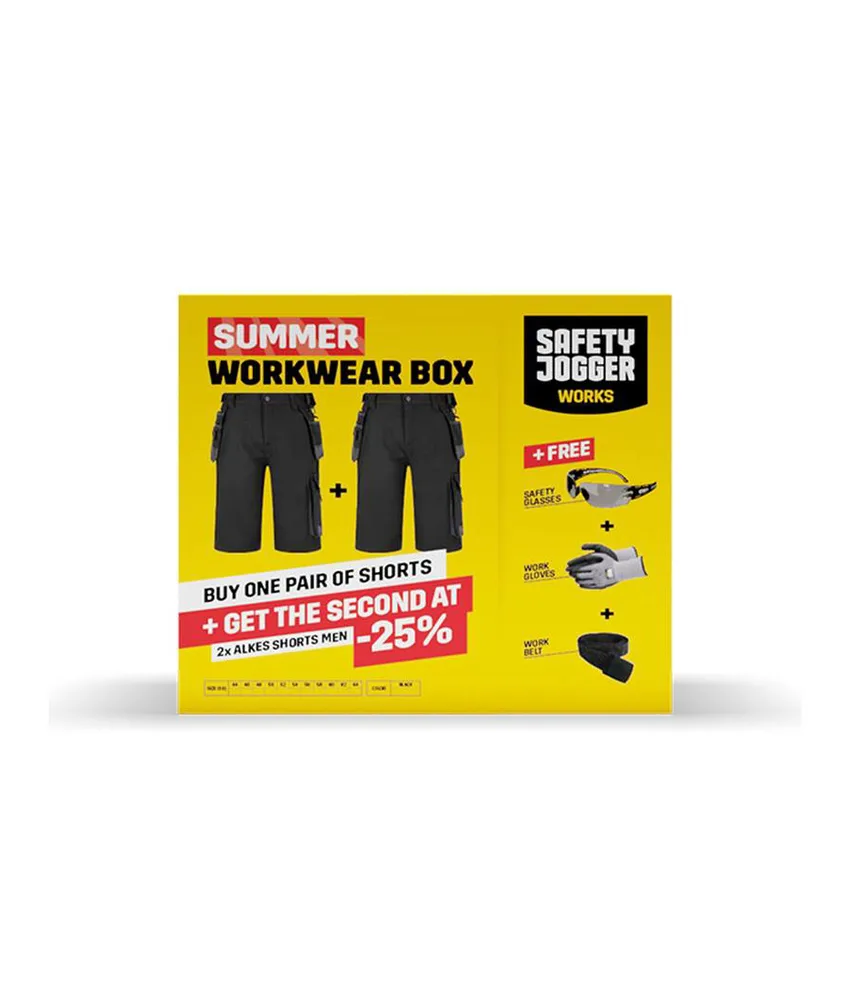 Kit abbigliamento lavoro con pantaloncini e DPI Safety Jogger WORKWEAR BOX ALKES SHORT, Box abbigliamento da lavoro Alkes Shorts