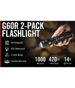 2 pezzi COAST G60R 1000 lumen torcia ricaricabile impermeabile Coast