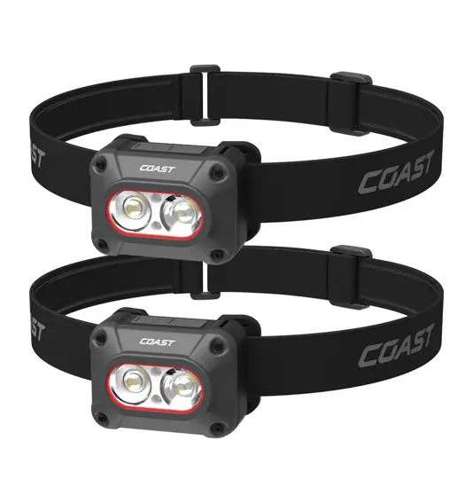 2 pz. Coast FLX10R lampada frontale ricaricabile con luce rossa e verde 1000 lumen Coast