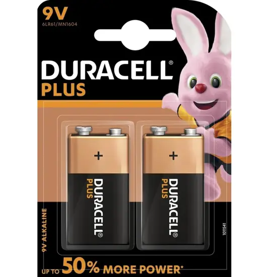 9V PLUS POWER BATTERI (2 stk.) duracell