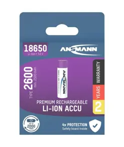 Ansmann - 18650 Batteri 2600mAh (med knop)
