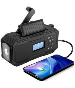 Batteria della radio di emergenza/crank/solare/USB-C (FM/DAB/Light) - Batteria extra large da 5000 mAh