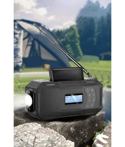 Batteria della radio di emergenza/crank/solare/USB-C (FM/DAB/Light) - Batteria extra large da 5000 mAh