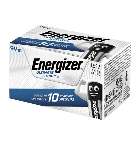 Batteria Energizer Ultimate al litio 9V / 522 (confezione da 10)