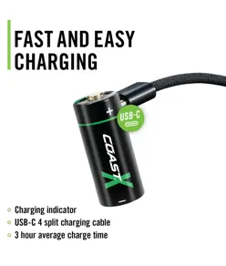 Batteria ricaricabile Coast CR123 3V USB-C 1100mAh / 2700mWh (4 pz.) Coast